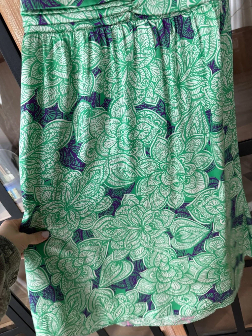 Y2K Alice & Trixie 100% Silk Halter mini Dress kelly tropical Floral Print vneck - Picture 6 of 6